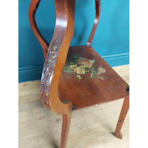 213 - Edwardian walnut lamp table with hand painted scenes depicting the lovers {74 cm H x 62 cm W x 46 cm... 