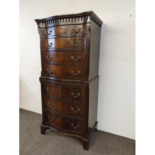 215 - Edwardian mahogany tall boy with four graduated drawers over four drawers {153 cm H x 71 cm W x 47 c... 