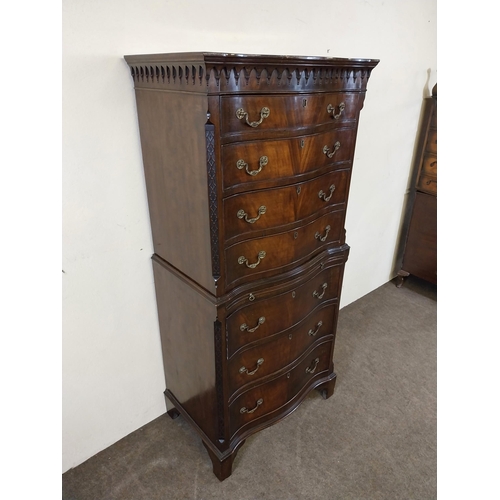 215 - Edwardian mahogany tall boy with four graduated drawers over four drawers {153 cm H x 71 cm W x 47 c... 