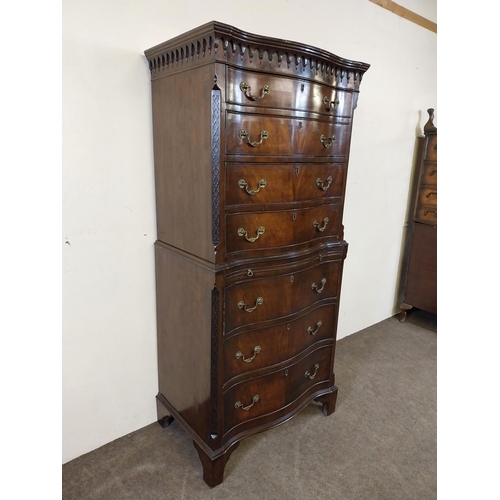 215 - Edwardian mahogany tall boy with four graduated drawers over four drawers {153 cm H x 71 cm W x 47 c... 