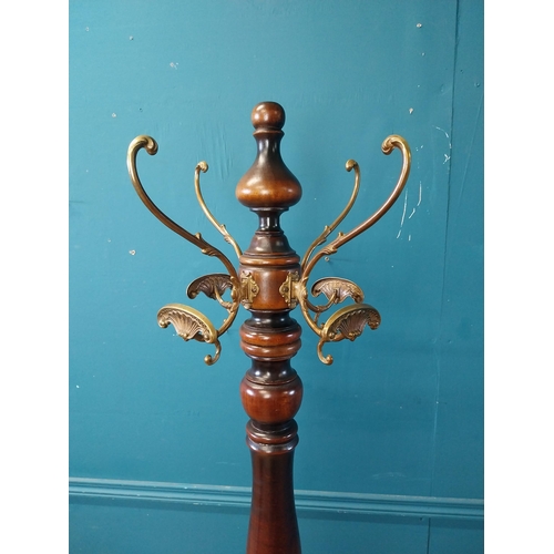 223 - Carved walnut coat stand {180 cm H x 50 cm Dia.}.