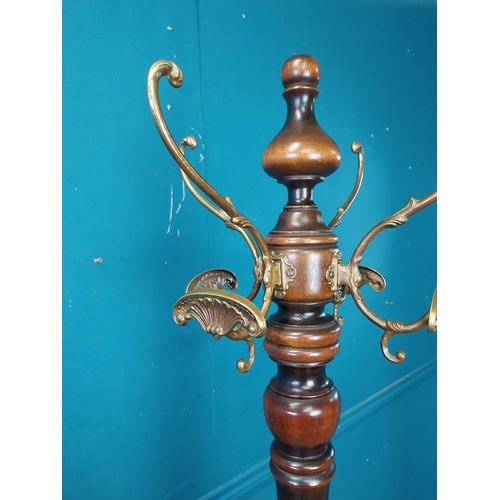 223 - Carved walnut coat stand {180 cm H x 50 cm Dia.}.