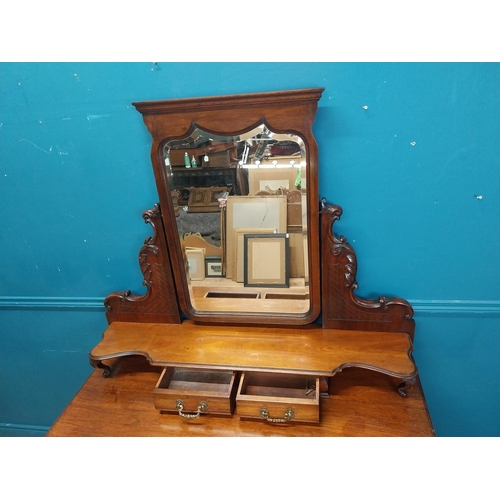 230 - Good quality Ewardian mahogany dressing table with mirrored back above two short drawers and two lon... 