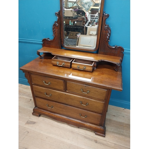 230 - Good quality Ewardian mahogany dressing table with mirrored back above two short drawers and two lon... 