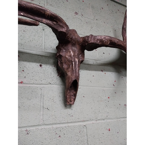 231 - Rare resin cast of original Irish elk Antlers and skull {118 cm H x 310 cm W x 105 cm D}.