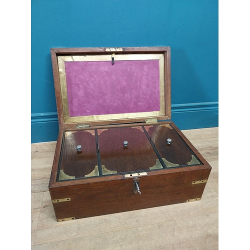 233 - 19th C. mahogany brass bound jewelery box {18 cm H x 46 cm W x 30 cm D}.