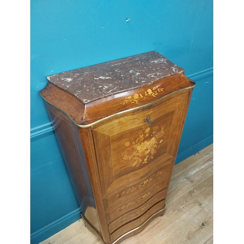 236 - 19th C. French kingwood cabinet with marble top and fitted interior and four drawers {125 cm H x 68 ... 