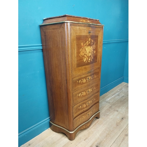 236 - 19th C. French kingwood cabinet with marble top and fitted interior and four drawers {125 cm H x 68 ... 