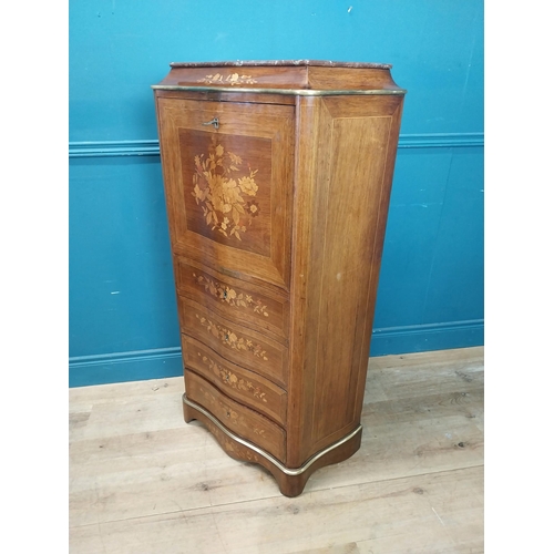 236 - 19th C. French kingwood cabinet with marble top and fitted interior and four drawers {125 cm H x 68 ... 