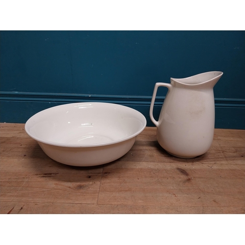 239 - 19th C. ceramic jug and basin set. {34 cm H x 37 cm Dia.}.