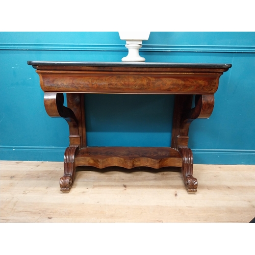 241 - William IV mahogany console table with marble top with single drawer in freize on platform base. {89... 