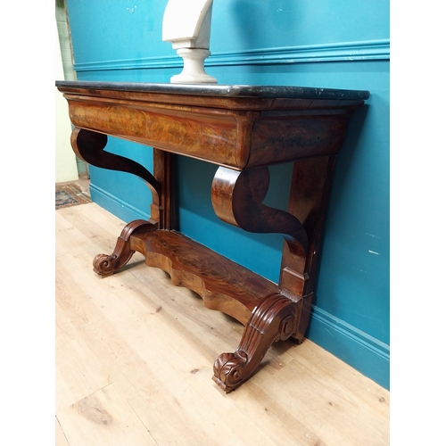 241 - William IV mahogany console table with marble top with single drawer in freize on platform base. {89... 