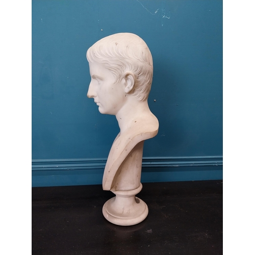 242 - 19th C. marble bust on plinth of young Emperor Augustus by E. Gazzeri Roma. {58 cm H x 28 cm W x 24 ... 