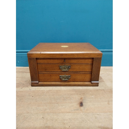 243 - Edwardian oak cased canteen of cutlery {22 cm H x 40 cm W x 29  cm D}.