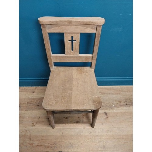 247 - Pair of early 20th C. oak chapel chairs {83 cm H x 40 cm W x 45 cm D}.