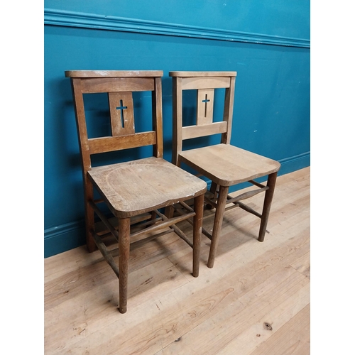 247 - Pair of early 20th C. oak chapel chairs {83 cm H x 40 cm W x 45 cm D}.