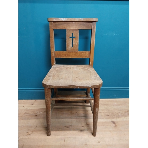 247 - Pair of early 20th C. oak chapel chairs {83 cm H x 40 cm W x 45 cm D}.