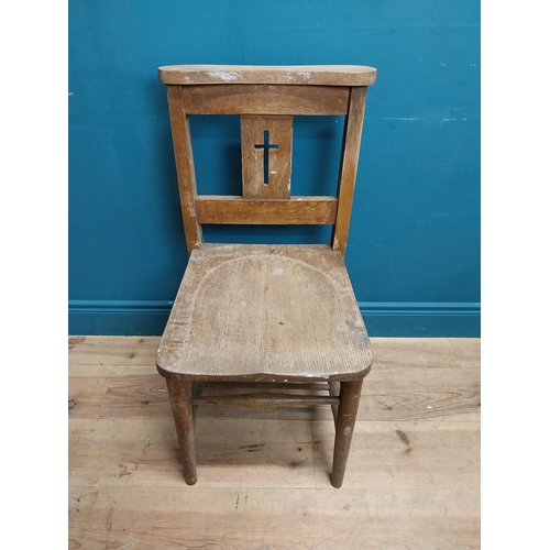 247 - Pair of early 20th C. oak chapel chairs {83 cm H x 40 cm W x 45 cm D}.