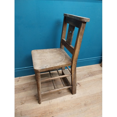 247 - Pair of early 20th C. oak chapel chairs {83 cm H x 40 cm W x 45 cm D}.