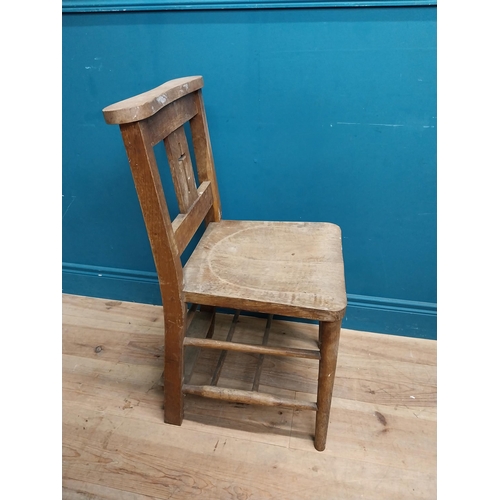 247 - Pair of early 20th C. oak chapel chairs {83 cm H x 40 cm W x 45 cm D}.