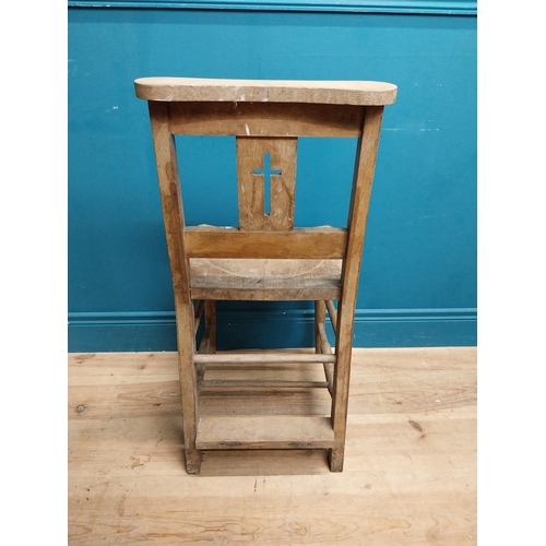 247 - Pair of early 20th C. oak chapel chairs {83 cm H x 40 cm W x 45 cm D}.