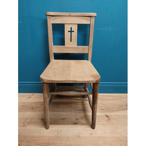 247 - Pair of early 20th C. oak chapel chairs {83 cm H x 40 cm W x 45 cm D}.