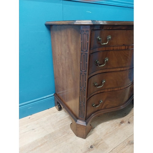 250 - 19th C. mahogany serpentine front chest of drawers with four long graduated drawers raised on bracke... 