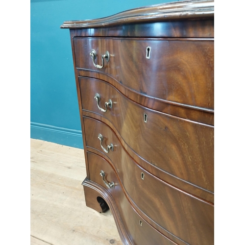 250 - 19th C. mahogany serpentine front chest of drawers with four long graduated drawers raised on bracke... 