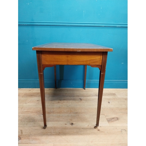 251 - Edwardian mahogany and satinwood ladies desk with inset leather top and two drawers in the frieze ra... 