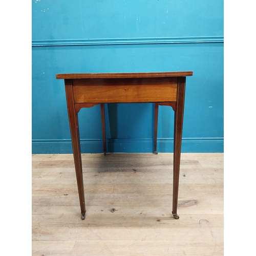 251 - Edwardian mahogany and satinwood ladies desk with inset leather top and two drawers in the frieze ra... 