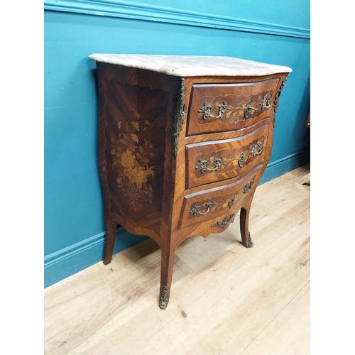 259 - 19th C. French chest of drawers with marble top and ormolou mounts raised on cabriole legs {86 cm H ... 