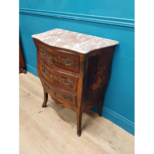 259 - 19th C. French chest of drawers with marble top and ormolou mounts raised on cabriole legs {86 cm H ... 