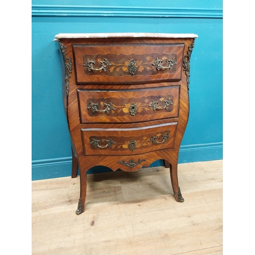 259 - 19th C. French chest of drawers with marble top and ormolou mounts raised on cabriole legs {86 cm H ... 