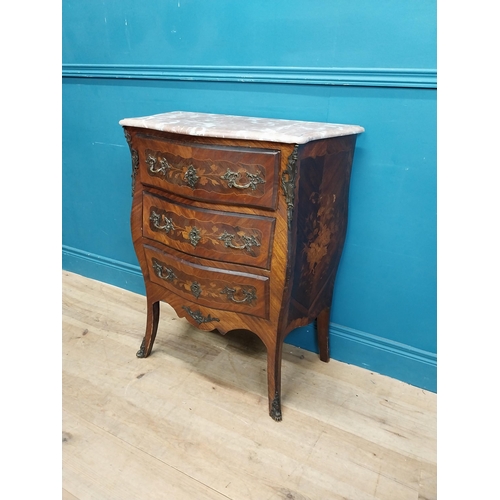 259 - 19th C. French chest of drawers with marble top and ormolou mounts raised on cabriole legs {86 cm H ... 