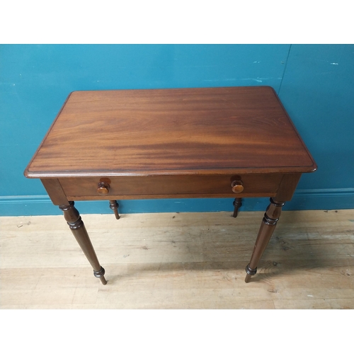 260 - 19th C. mahogany side table with single drawer in the frieze raised on turned legs {72 cm H x 74 cm ... 