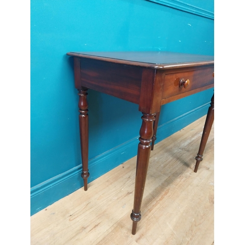 260 - 19th C. mahogany side table with single drawer in the frieze raised on turned legs {72 cm H x 74 cm ... 