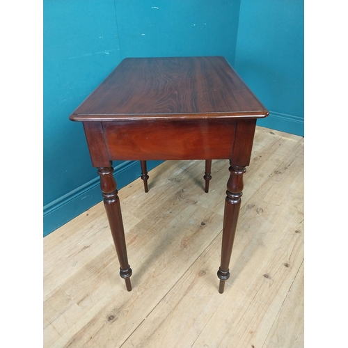 260 - 19th C. mahogany side table with single drawer in the frieze raised on turned legs {72 cm H x 74 cm ... 