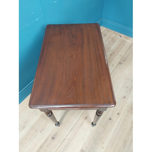 260 - 19th C. mahogany side table with single drawer in the frieze raised on turned legs {72 cm H x 74 cm ... 