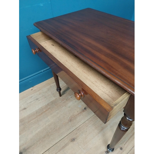 260 - 19th C. mahogany side table with single drawer in the frieze raised on turned legs {72 cm H x 74 cm ... 