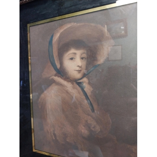 265 - 19th. C. coloured print of a Lady mounted in an ebonised and gilt frame.