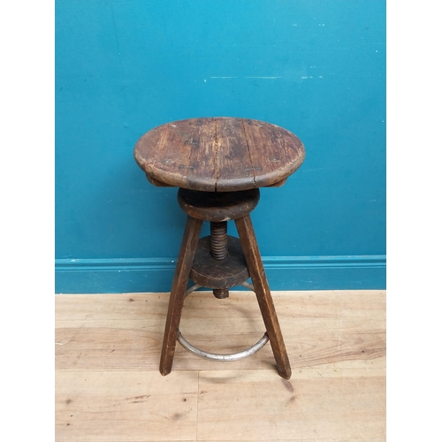 267 - Early 20th C. pine revolving artist stool {61 cm H x 40 cm Dia.}.