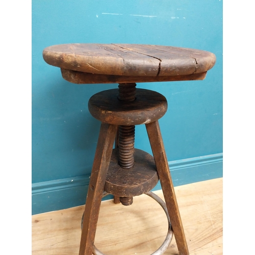 267 - Early 20th C. pine revolving artist stool {61 cm H x 40 cm Dia.}.