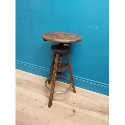 267 - Early 20th C. pine revolving artist stool {61 cm H x 40 cm Dia.}.