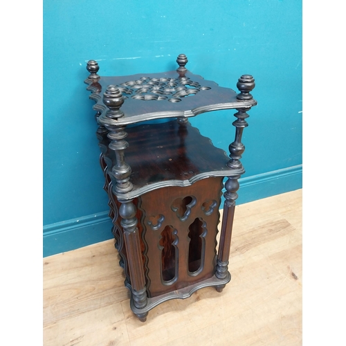 268 - Good quality Victorian rosewood Gothic revival music stand {72 cm H x 41 cm W x 34 cm D}.