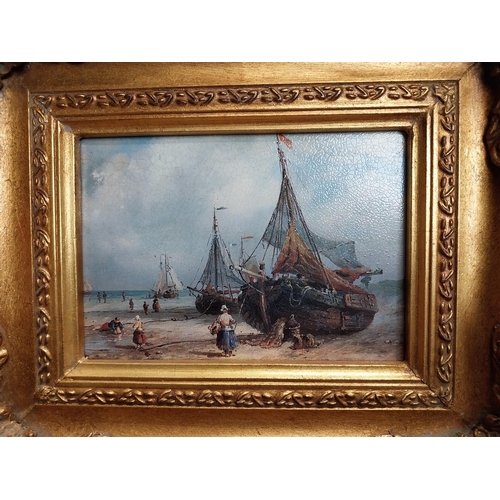 280 - Good quality oleograph mounted in gilt frame - Maritime Scene. {32 cm H x 33 cm W}.