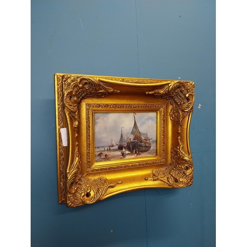 280 - Good quality oleograph mounted in gilt frame - Maritime Scene. {32 cm H x 33 cm W}.