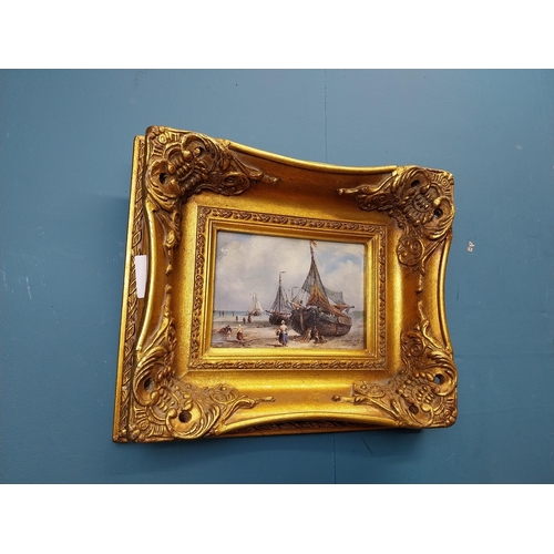 280 - Good quality oleograph mounted in gilt frame - Maritime Scene. {32 cm H x 33 cm W}.