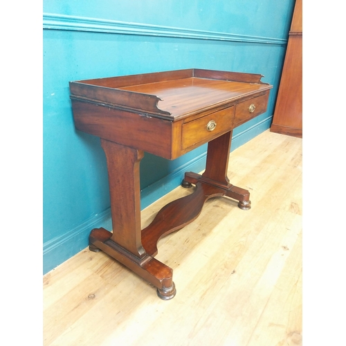 29 - William IV mahogany side table with two drawers in the frieze raised on platform base {80 cm H x 87 ... 