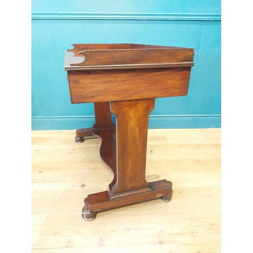 29 - William IV mahogany side table with two drawers in the frieze raised on platform base {80 cm H x 87 ... 