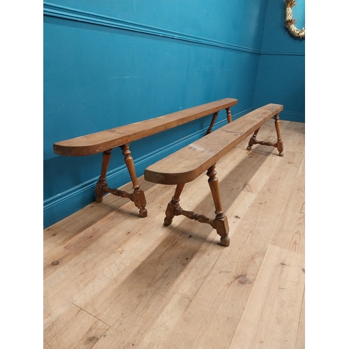 3 - Pair of 19th. C. elm benches { 46cm H X 230cm L X 38cm D }.